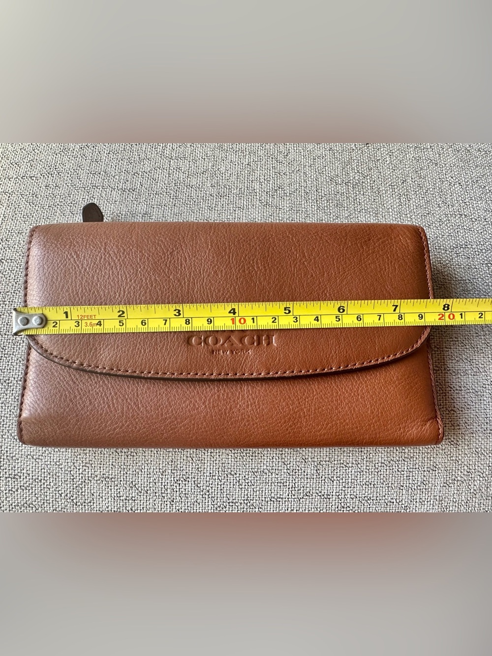 Coach Tri-fold Leather Wallet in Cognac Brown - Picture 8 of 14